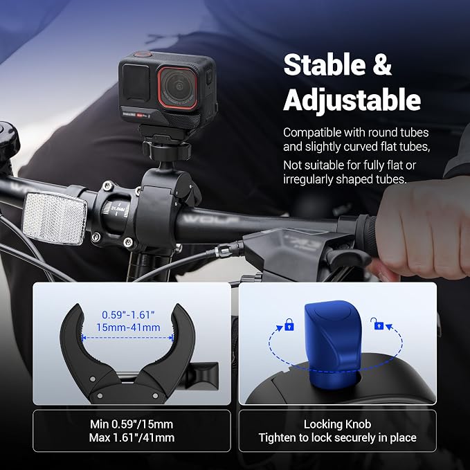 JJC Magnetic Bike Pole Mount for Insta360 Ace Pro 2,with Ball Head | Handlebar Bike Pole Mount Motorcycle Clamp Mount,Lightweight ABS Crab Clamp for Round Pipe Tube Desk - Image 4