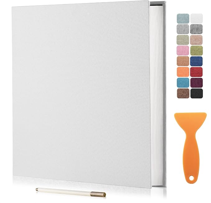Large Photo Album Self Adhesive Scrapbook Album for 4×6 5×7 8×10 Pictures DIY Magnetic Linen Cover Album 40 Pages for Family Wedding Gifts with Metal Pen and Plastic Board by HenPisen