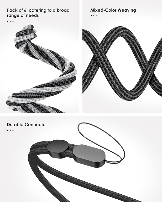 Avorast 6 Pack Cell Phone Camera Wrist Straps, Wrist Lanyards | Adjustable Nylon Hand Wrist Strap Lanyards for Flashlights, USB Drives, GoPro and Keys, Black and Silver - Image 4