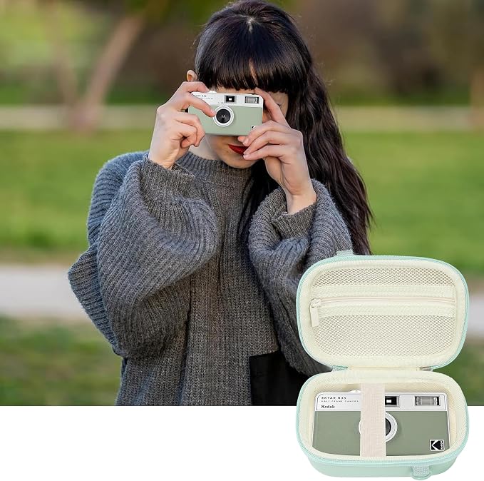 Leayjeen Hard EVA Case for KODAK EKTAR H35 H35N Film Camera - Green | Compatible with KODAK Ultra F9/M35/M38/RETO/Paper Shoot 35mm Camera, EVA Hard Shell, Fits Film Rolls (Case Only) - Image 6