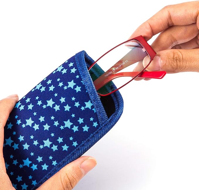 TRIUMPH VISION 3 Pack Reading Glasses Pouch Soft Case Eyeglass Sleeve Slim | Alternative to Bulky Case in bag, Lightweight Lined Padded Protect Optical lens Slip in, Cute Pattern Portable for Daily Use - Image 3