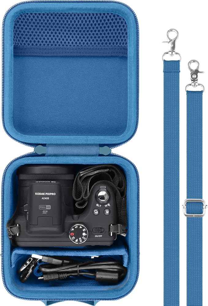 Case for KODAK PIXPRO AZ653/AZ401/AZ405/AZ425/AZ528 Digital Camera | Protective Storage Box, Portable Carrying Box, Smooth Zipper, Travel-ready, Shoulder Strap Covenient to Carry, Blue Case by Baval