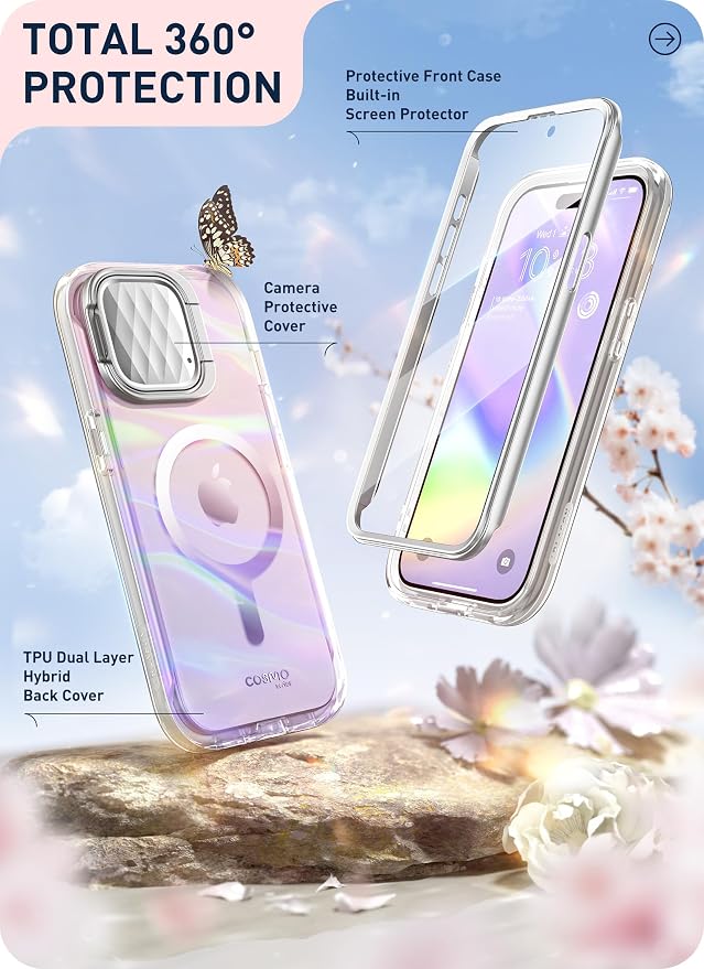 i-Blason for iPhone 15 Pro Case MagSafe, w/‌ Screen Protector, PinkWave | Built-in Screen Protector, Camera Cover Stand, Slim, Stylish - Image 6
