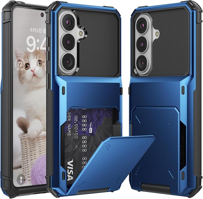 Foluu Wallet Case for Samsung Galaxy S26 with Card Holder, 5 Credit Hidden Card Slot Flip Cover Dual Layer Protective Hard PC Back & Soft TPU Bumper - Stylish Case for Galaxy S26 2026 (Blue) by Foluu