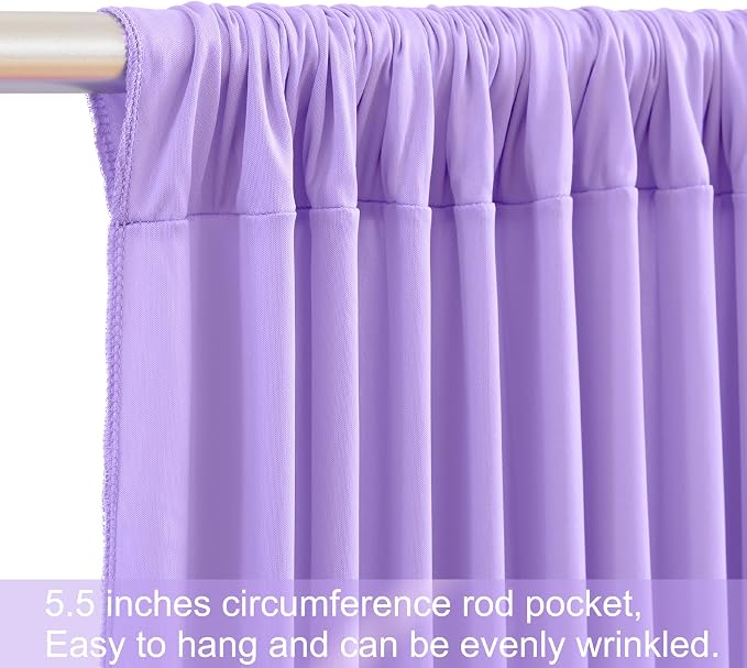 10x12 Lavender Backdrop Curtains for Wedding Party Wrinkle Free Backdrops Curtain Drapes Fabric Decorations Light Purple Photo Back Drop for Baby Shower Photography Stage Reception 5ft x 12ft,2 Panels - Image 6