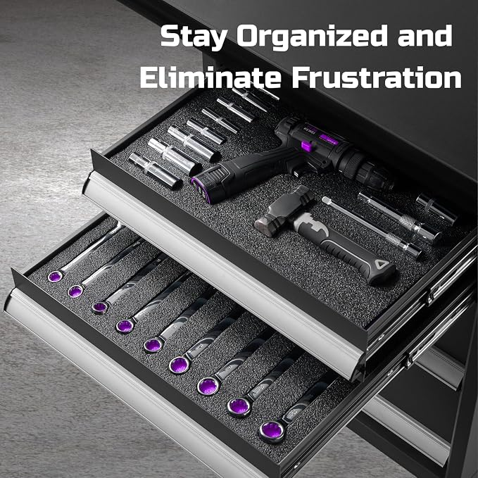 ONREVA Tool Box Foam Organizer 48x24x2 inch 1PC, Kaizen Sheets for Pro Tool Control, Custom Tool Shadow Inserts for Cases & Drawers, High Density Polyethylene Foam, Black with Purple - Image 6