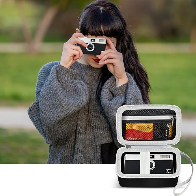 Digital Camera Case Compatible with KODAK EKTAR H35 H35N Half Frame Film Camera, Storage Holder Organizer for Kodak Ultra F9 M35 M38 Paper Shoot kamera, 35mm Film Rolls (Box Only) - Black | Camera and 35mm Film Rolls Storage, Mesh Pocket for Small Acce... - Image 5
