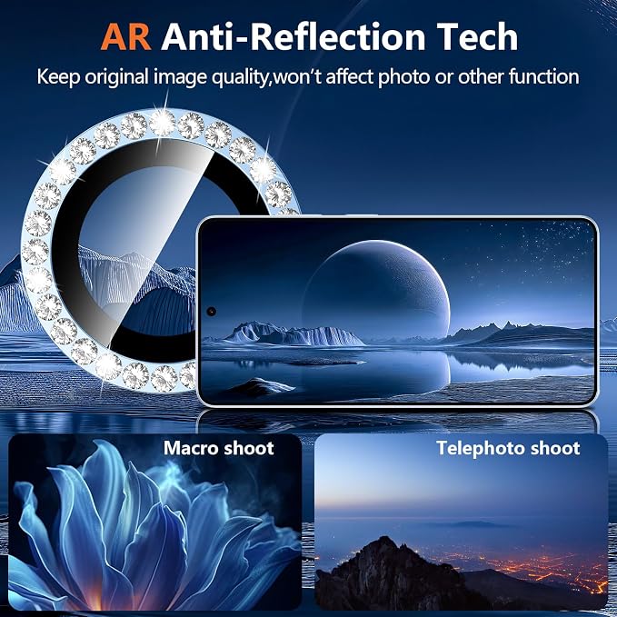 for Samsung Galaxy S26 Ultra Camera Lens Protector, Individual Metal Ring Tempered Glass Lens Cover, [Strong Adsorption] Scratch Resistant Ultra-Thin HD Clear Lens Cover, 1 Set-Blue Diamond - Image 3