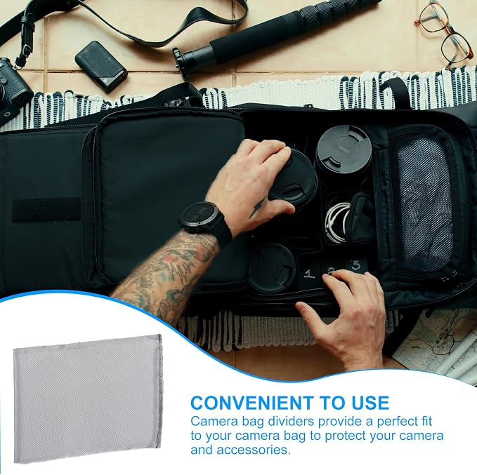 PATIKIL Camera Bag Divider, 5Pcs 6.69"x5.12"x0.39" Shockproof Camera Bag Inserts Separator Pad Protective Lens for Nikon Camera DSLR Protect Bag Organizer Universal Divider Cushion, Gray - Image 4