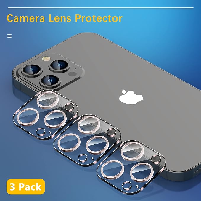 UniqueMe 3 Pack Lens Protector for iPhone 13 Pro/Pro Max 6.1/6.7"-Pink | Case Friendly, New version, Scratch-Resistant, Easy Installation - Image 3