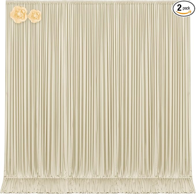 10x12 Backdrop Curtains for Wedding Party Wrinkle Free Beige Backdrops Curtain Drapes Fabric Decorations Photo Back Drop Cloth for Baby Shower Photography Stage Reception 5ft x 12ft,2 Panels by Tao-GePartyDecorations