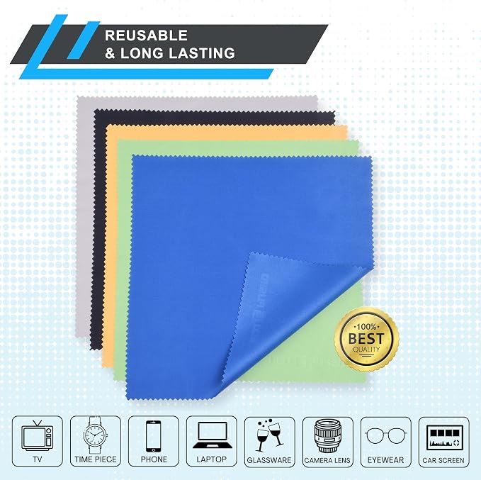Eco-Fused XL Microfiber Cleaning Cloths - 5 Pack - 12 x 12 inch (30.5 x 30.5 cm) - Quickly Remove Fingerprints, Dust and Smudges from Tablet, TV and Notebook Screens Without Scratches or Marks - Image 3