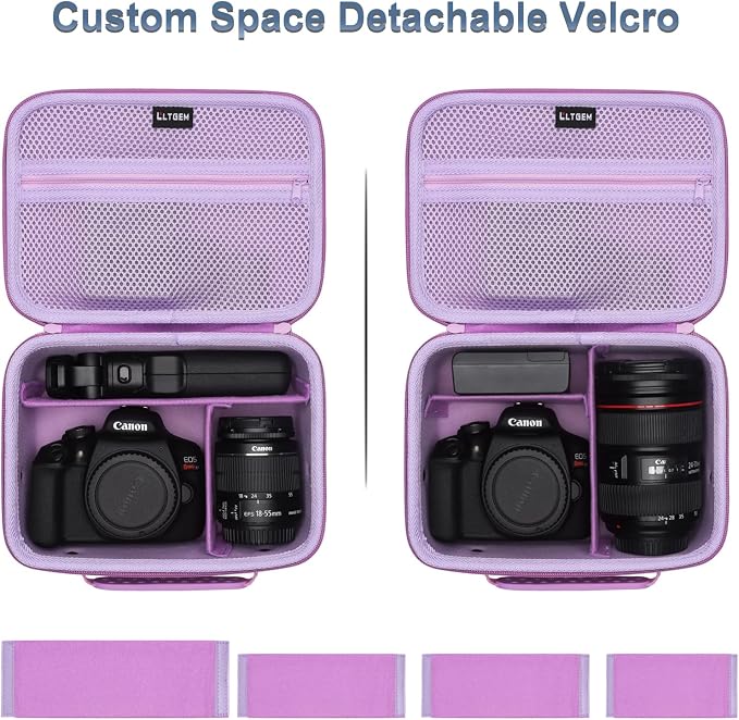 Small Camera Case Bag for Canon EOS Rebel T7/R50//R100 DSLR Camera Purple | Hard Carrying Travel Case for Canon EOS Rebel T7/R50//R100/R6 Mark II/R8/R6 Mark III/R50 V/T6/R10/R5 Mark II DSLR SLR Camera - Image 2