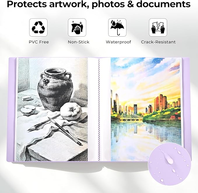 XRUNMIX Art Portfolio 8.5X 11 Inch, 40 Pockets (80 Pages Capacity) Letter Size Display Book with Clear Sheet Protectors, Presentation Folder for Artwork/Documents/Photos - Image 5
