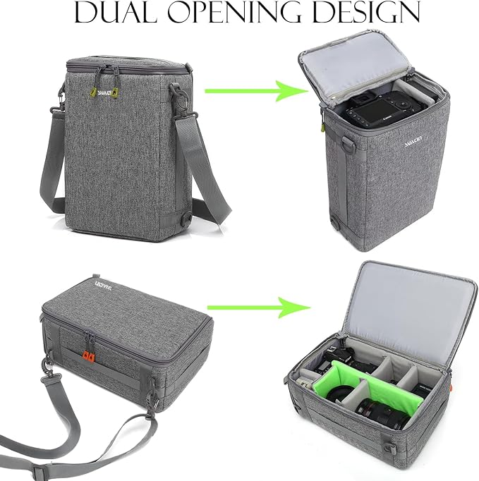 Camera Insert Bag,Shockproof &Pressure-proof Dual Opening Padded Camera Lens Cube Case Backpack,Digital DSLR SLR Mirrorless Cameras Storage,Suitable for mountaineering bags over 20 liters(M) - Image 3