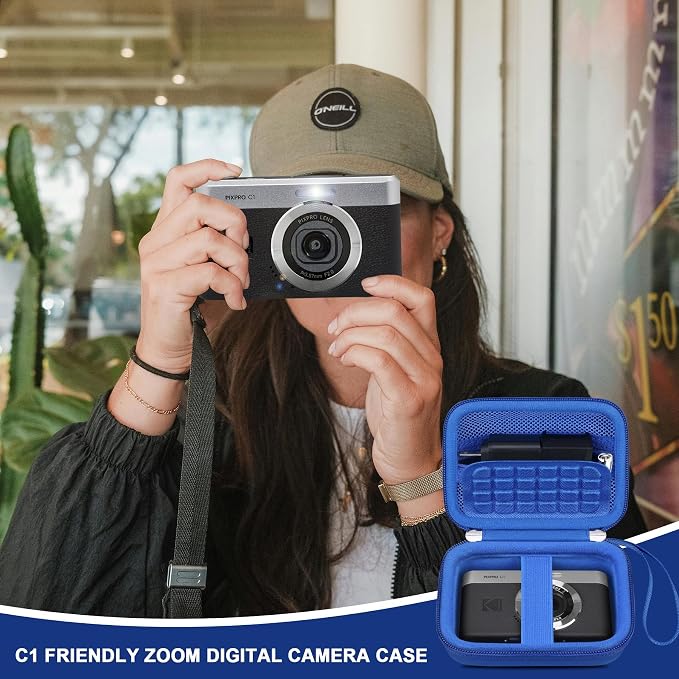 Canboc Carrying Case for KODAK PIXPRO C1 Friendly Zoom Digital Camera | For Canon PowerShot ELPH 360 HS A/ 360 HS/ 360/ IXY 650 Digital Camera, Mesh Pocket fit Cable, SD Card, Blue (Case Only) - Image 7