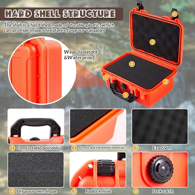 Relaxweex 1 Pcs Waterproof Hard Case with DIY Customizable Foam Insert Portable Protective Case with Knife for Camera Drones Equipments Tools Test Instruments(Reddish Orange,22.4 x 16.1 x 10.2 Inch) - Image 3