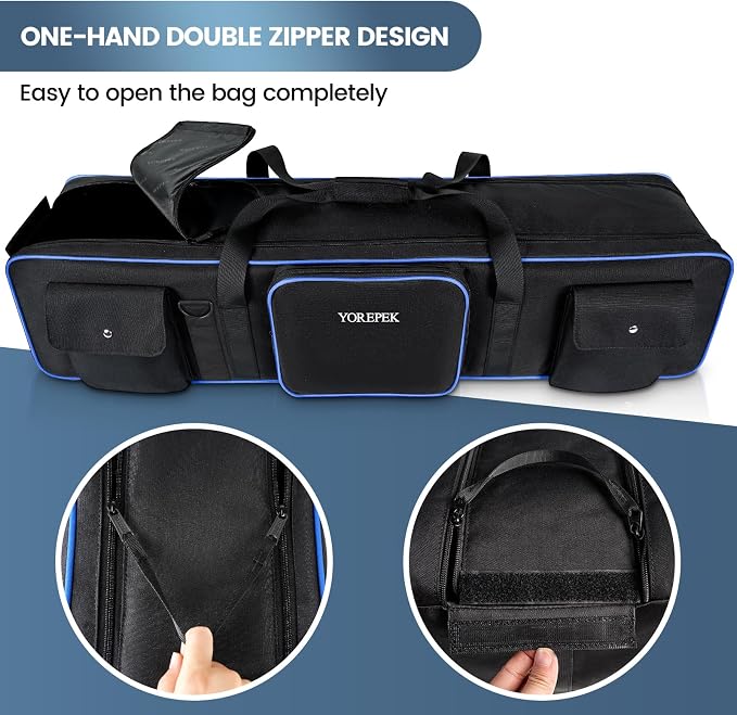 YOREPEK 50.5" Heavy Tripod Carrying Case Bag with 2 Padding Protective Pads | Extra Long Tripod Case for Boom Stand, Monolights, LED Lights, Umbrellas, Mic Stands, Tent Poles, Photographic Equipment - Image 6