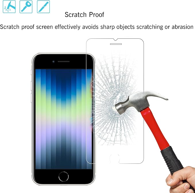 Ailun 3 Pack Screen Protector for iPhone SE 2020 2nd/2022 3rd Gen | 4.7 Inch, Tempered Glass, 0.25mm, Case Friendly, Clear - Image 3