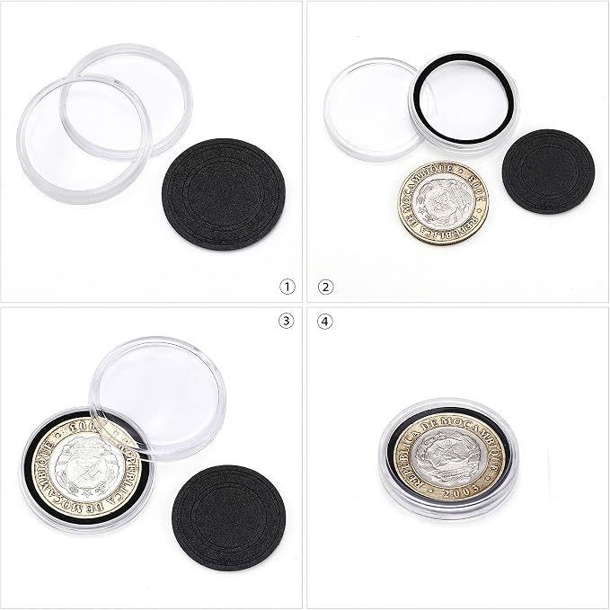 SPLF 100 Pieces 30mm Coin Capsules and 5 Sizes (17/20/25/27/30mm) Protect Gasket Coin Holder Case with Plastic Storage Organizer Box for Collection Supplies - Image 5