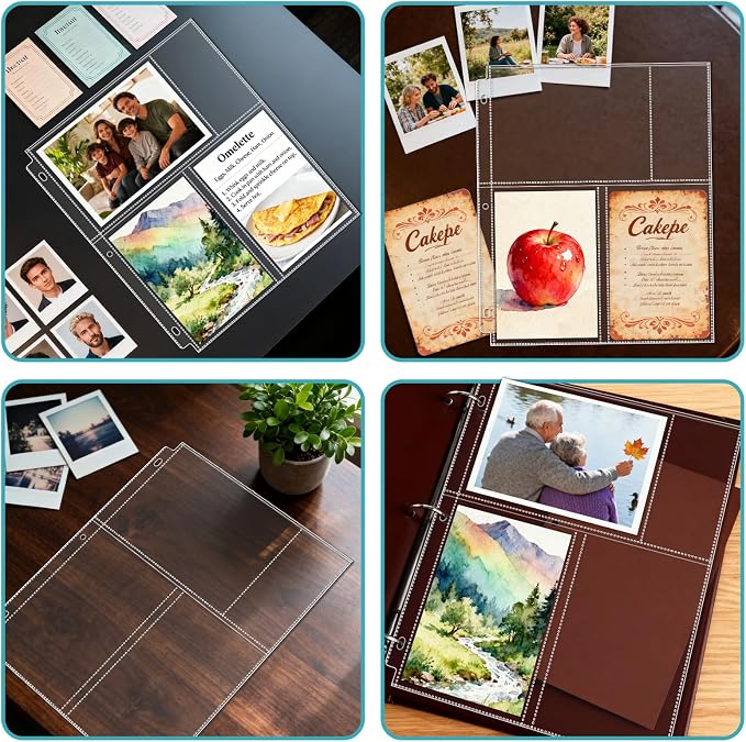 VOKOY 50 Pack 4" x 6" Clear Photo Sleeves for 3 Ring Binder, Double Sided 3-Pocket Sheet Protectors Archival Photo Album Postcard Refill Pages Storage Pockets Organizer, 300 Pockets - Image 6