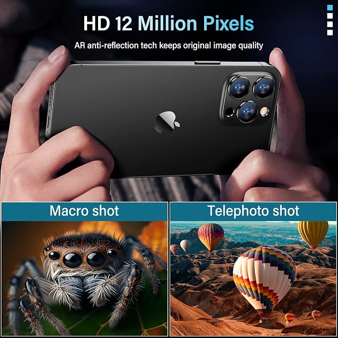 Uyiton for iPhone 12 Pro Max Camera Lens Protector | [Drop Protection][Strong Adsorption] 9H Sapphire Glass Camera Cover Screen Metal Ring Case Friendly Scratch Resistant, Black - Image 3
