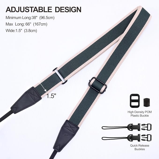 Padwa Lifestyle Adjustable Camera Strap - 1.5" Top Layer Cowhide Head Camera Straps for Photographers, Cotton Adjustable Neck Shoulder & Crossbody Strap Quick Release for All Cameras and Binoculars - Image 7