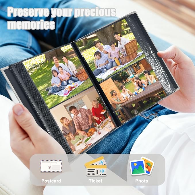Photo Album 4x6 200 Pockets for Wedding Gifts,Linen Hardcover Picture Albums for Family Anniversary Baby Vacation Pictures - Image 4