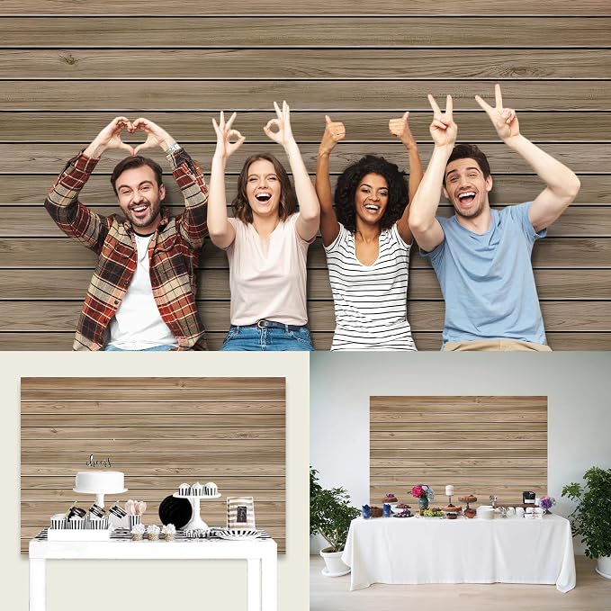 7 X 5 Ft Wood Backdrop Rustic Wooden Wall Photo Background | Brown Vintage Polyester Fabric Photo Background for Holiday Party Wedding Graduation Home Decoration Photo Booth Prop Banner - Image 6