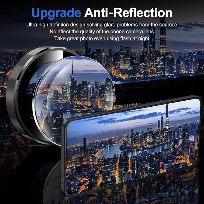 for Samsung Galaxy Z Flip 7 Camera Lens Protector, Individual Metal Ring Tempered Glass Lens Cover, [Strong Adsorption] Scratch Resistant Ultra-Thin HD Clear Lens Cover, 1 Set-Black Ring - Image 4
