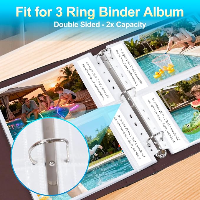 30 Pack 5x7 Photo Album Refill Pages for 3 Ring Binder,Ultra-Clear Photo Sleeves Holding 120 Pictures, Double-Sided 2 Pockets Photo Pages, Photo Sheet Protector for Photos and Postcards - Image 4