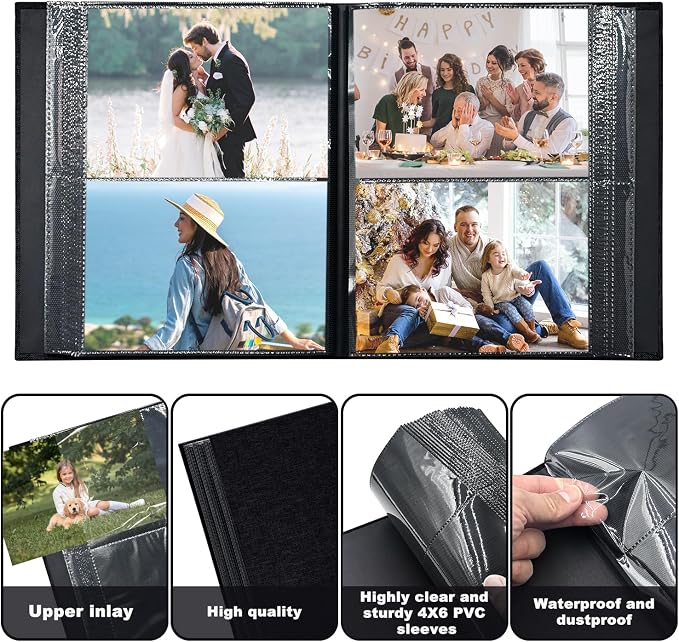 Photo Album 4x6 200 Pockets for Wedding Gifts,Linen Hardcover Picture Albums for Family Anniversary Baby Vacation Pictures - Image 5