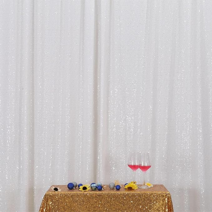 Poise3EHome White Sequin Backdrop, 20Ft x 10Ft Glitter Photography Background Curtains for Party Baby Shower Wedding Birthday Christmas Thanksgiving Halloween Decoration by Poise3EHome