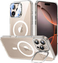 VOFATA [Upgraded] for iPhone 16 Pro Max Case with Camera Cover Stand [Fit for MagSafe][9H Camera Lens Protector] Mil-Grade Protection Transparent Magnetic iPhone 16 Pro Max Phone Case, Clear by VOFATA