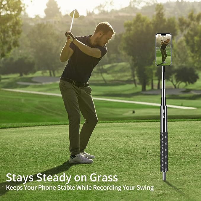 Golf Tripod Monopod, Magnetic Phone Stand for Swing Recording | 53.5" phone holder for iPhone/Android, with clamp, MagSafe/metal ring mount, 1/4"-20 screw, spike, tripod, carry bag - Image 3