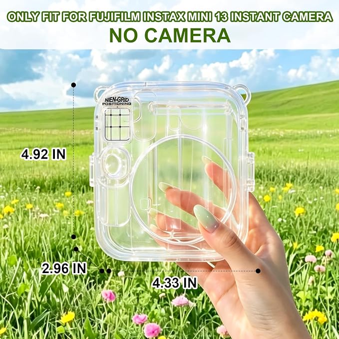 Clear Camera Case for Fujifilm Instax Mini 13, Purple Camera Strap | Protective Cover with Anti-Accidental Shutter, 4 Composition Cards, Photo Storage Holds 10 Films,Clear Hard Shell, No Camera - Image 5