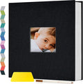 Popotop Photo Album Self Adhesive with Picture Display Window,40 Pages DIY Scrapbooking Supplies Kit for 4x6 10x12 Picture,Linen Cover Memory Book for Baby Wedding, with Scraper and Metallic Pen by Popotop