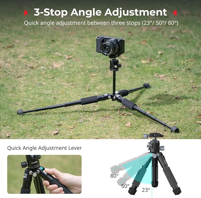SmallRig VT-20Pro 21.2"/ 53.8cm Mini Tripod for Camera and Phone, Aluminum Alloy Small Desktop Tripod with 360° Ball Head, Table tripods Load Up to 11lb / 5kg - Image 5