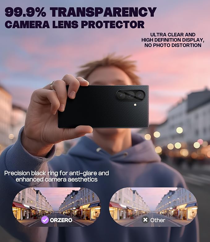 Orzero (3+3) Compatible for Samsung Galaxy Z TriFold, 3 Pack Front Screen Protector + 3 Pack Camera Lens Protector, Tempered Glass 9H High Definition Anti-Scratch Bubble-Free - Image 5
