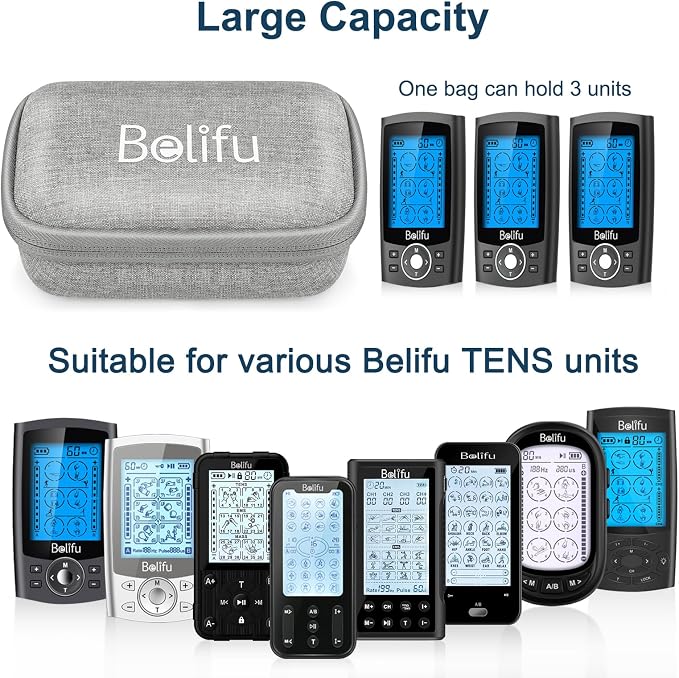 Belifu Storage Bag with Wrapable Pads Holder, Hard Travel Case for Tens Unit, Electrode Pads and Wires Organizer, Portable Zipper Bag with Film and Mesh Bag - Image 2