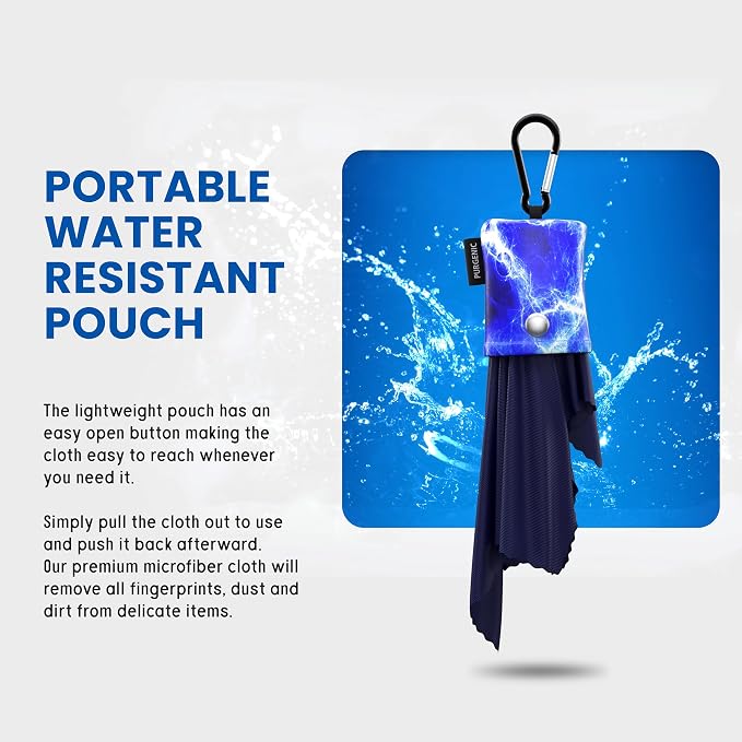 Microfiber Cloth & Glasses Wipes (3 Pack) Lens & Glasses Cleaning Cloth - Eyeglass Cleaner - Camera Lenses & Gadget Delicate Screens - Blue - Image 6