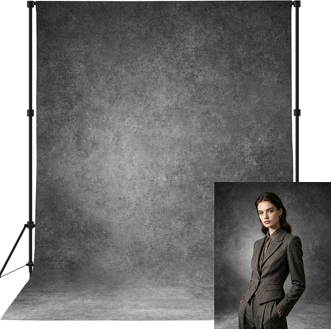 8x10 ft Vintage Grey Photo Backdrop,Classic Abstract Texture Gray Black Photography Background,Screen for Professional Studio Portraits,Headshots,Video,Product Shoot,and Party Events by Naykaly