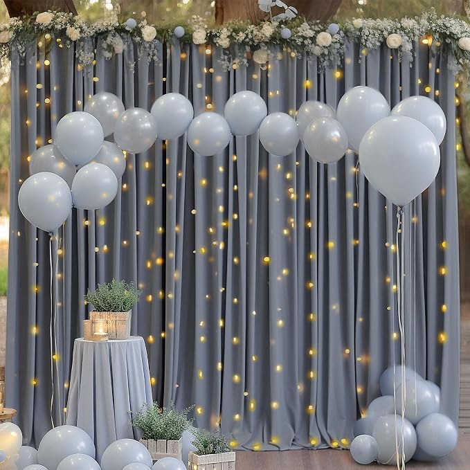 10x10 Charcoal Backdrop Curtain for Parties Wedding Wrinkle Free Silver Grey Photo Curtains Backdrop Drapes Fabric Decoration for Birthday Party Baby Shower 5ft x 10ft,2 Panels - Image 3