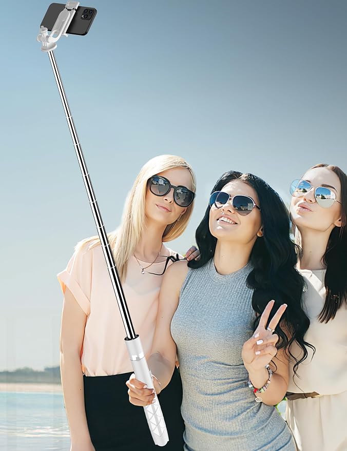 71" Cell Phone Selfie Stick Tripod, Smartphone Tripod Stand with Remote, Extendable Travel Phone Selfie Stick Compatible with iPhone 17/16/15/14/13 Pro Max Gopro Android DJI (White) - Image 8