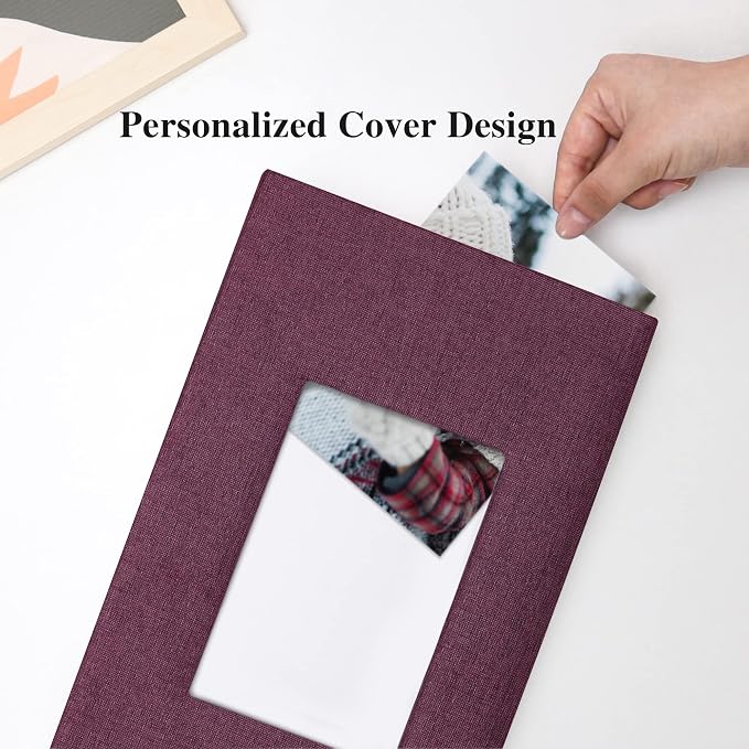 Vienrose 4x6 Photo Album,300 Pockets,Linen Cover with Window,Purple | Linen Hardcover, Slip In Photo Book, Family Memory Album, Travel Keepsake - Image 3