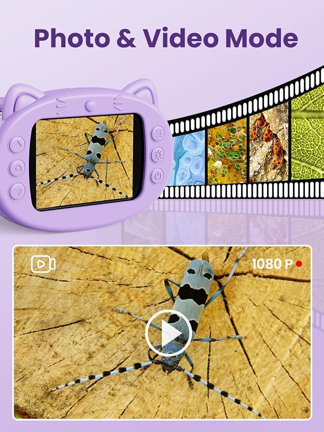 Microscope for Kids, 2.4 Inch Digital Microscope with 1000X Magnification, Handheld Camera Mini Pocket Magnifying Glass, Educational Birthday Gifts Toys for Ages 3+, Purple - Image 6