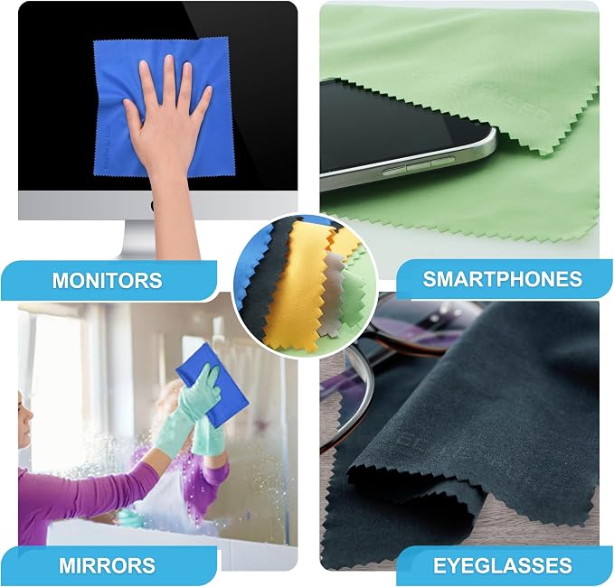 Eco-Fused XL Microfiber Cleaning Cloths - 5 Pack - 12 x 12 inch (30.5 x 30.5 cm) - Quickly Remove Fingerprints, Dust and Smudges from Tablet, TV and Notebook Screens Without Scratches or Marks - Image 6