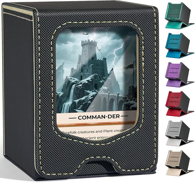 Fabmaker Deck Box Compatible with MTG Commander,Comman-der Deck Box Storage | Trading Card Storage Box with Comman-der, Fits 100 Double-Sleeved Cards, Card Box Compatible with Magic the Gathering, Beige by Fabmaker