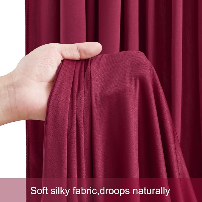 8 Panels Burgundy Backdrop Curtains for Wedding Party Wrinkle Free Backdrops Curtain Drapes Fabric Decorations Maroon Photo Back Drop for Baby Shower Photography Stage Reception 40ft(W) x 12ft(H) - Image 7