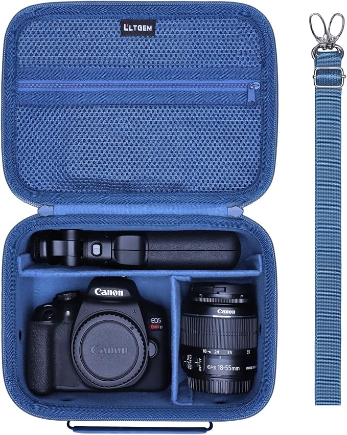 Small Camera Case Bag for Canon EOS Rebel T7/R50//R100 DSLR Camera Blue | Hard Carrying Travel Case for Canon EOS Rebel T7/R50//R100/R6 Mark II/R8/R6 Mark III/R50 V/T6/R10/R5 Mark II DSLR SLR Camera by LTGEM